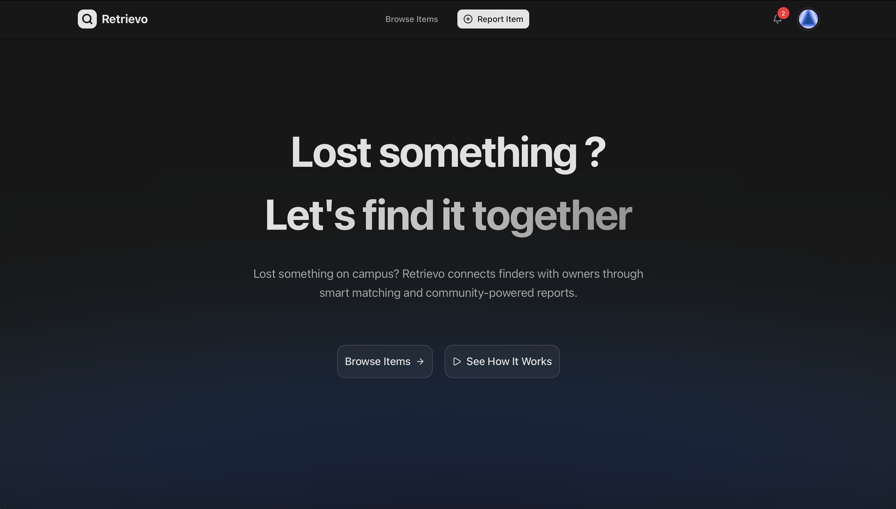 Retrievo landing page
